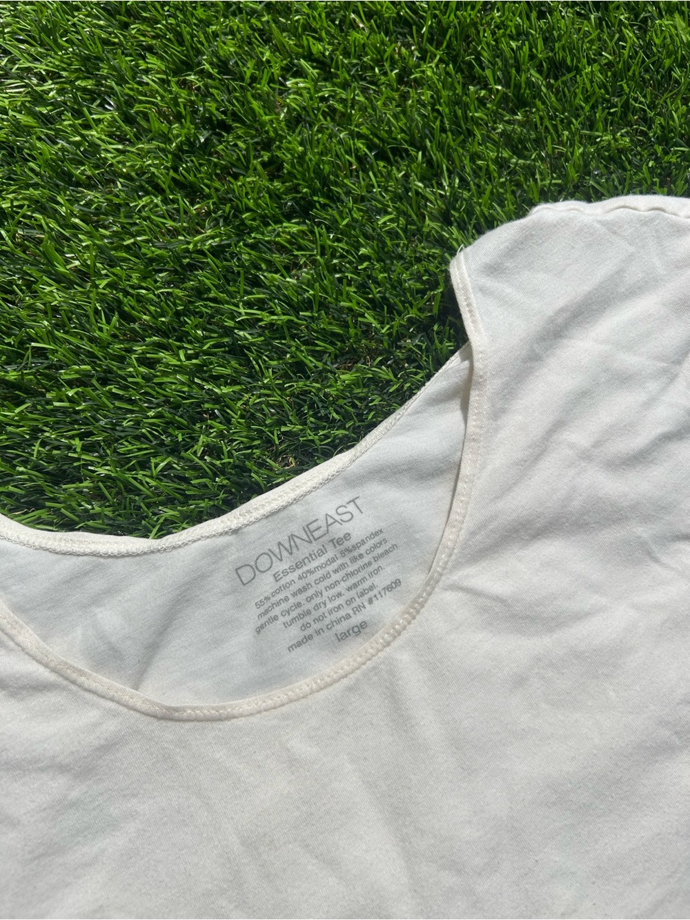 DownEast Cream Scoop Neck Cap Sleeve Tee - Picture 2 of 3